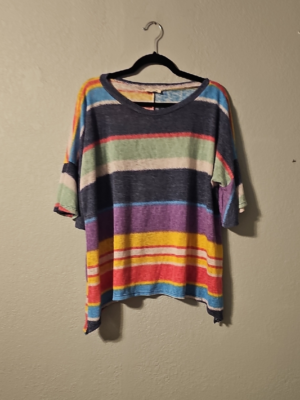 ADORA Multicolor Horizontal Stripe Short Sleeve Top